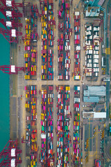 Hong Kong commercial port and its millions of containers on container ships