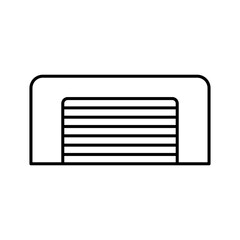 Garage icon. Black contour linear silhouette. Front view. Editable strokes. Vector simple flat graphic illustration. Isolated object on a white background. Isolate.