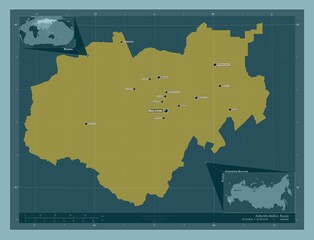 Kabardin-Balkar, Russia. Solid. Labelled points of cities