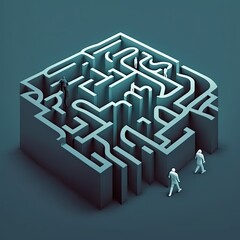 Big maze puzzle, business concept. Generative AI