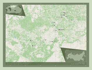 Kaluga, Russia. OSM. Labelled points of cities