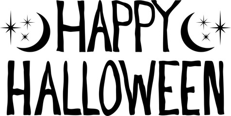 Happy Halloween Text Illustration Rough Handwriting