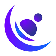 Abstract circular logo design. Modern icon. Round shape with blue purple gradient. Vector illustration isolated on white background.