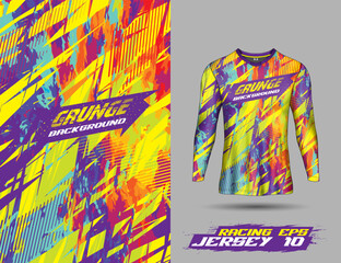 Long sleeve Tshirt abstract grunge background for extreme sport jersey team, motocross, car racing, cycling, fishing, diving, leggings, football, gaming