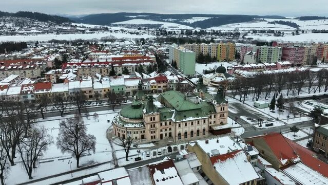 Aerial view of the theater in Spisska Nova Ves, Slovakia