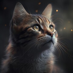 Beautiful domestic grey cat wondering