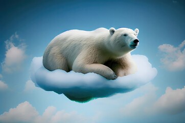Fototapeta na wymiar Polar Bear Sleeping Generative AI