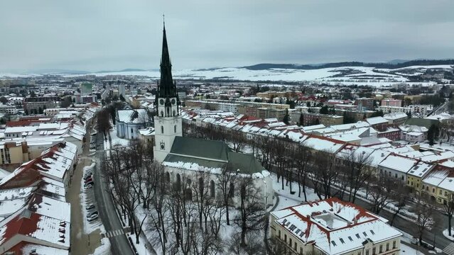 Aerial view of the historic town of Spisska Nova Ves in Slovakia