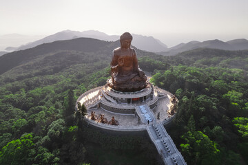 The big buddha at the top of the hill in Hong Kong - obrazy, fototapety, plakaty