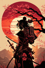 Obraz na płótnie Canvas AI ragazza samurai 03