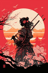 Obraz na płótnie Canvas AI ragazza samurai 04