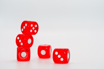 playing dice are red on white background