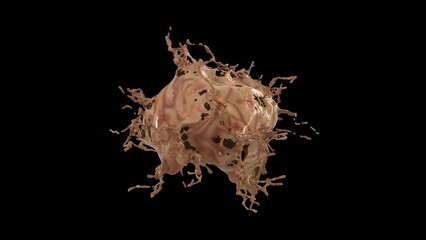brain blow up and splash explode . 4K animation rendered with Alpha channel in black background.