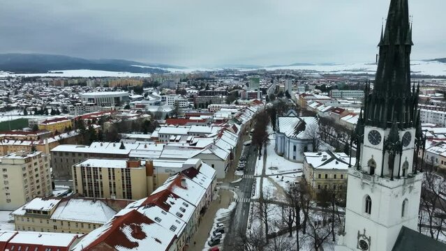 Aerial view of the historic town of Spisska Nova Ves in Slovakia