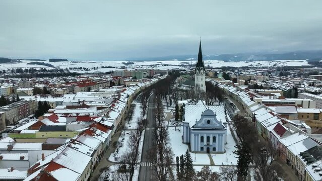 Aerial view of the historic town of Spisska Nova Ves in Slovakia
