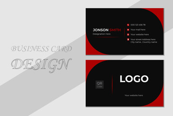 Red and Black Stylish Business Card. Business Card Template. Creative and Clean Business Card Template. Double-sided Business card.