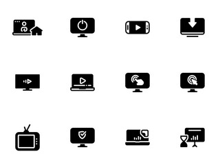 Flat illustration on a theme monitor, display, functions