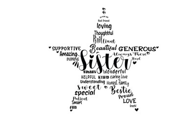 Sister Word Art Typography T-Shirt Design
