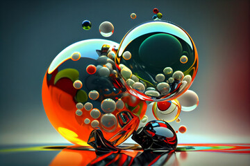 Beautiful marbles, Generative AI, colorful art, imaginative