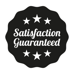 Satisfaction guaranteed badge on white background.