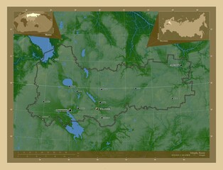 Vologda, Russia. Physical. Labelled points of cities