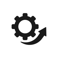 Gear with arrow icon flat style isolated on white background. Vector illustration