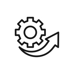 Gear with arrow icon line style isolated on white background. Vector illustration