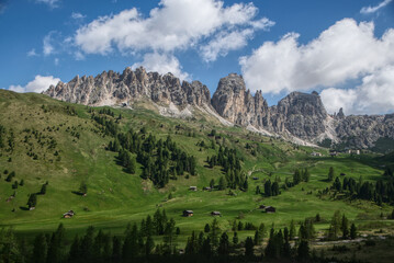 Dolomite mountains at the Gardena Pass, or Passo