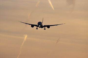 airplane at sunset