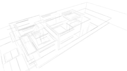 3d rendering of modern house building concept architectural sketch