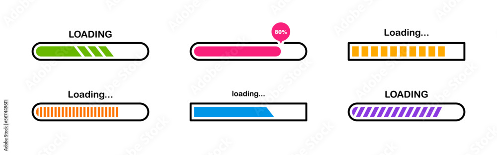 Fototapete loading bar icon set. load signs. download indicator sign. progress loading bar. upload symbol. load