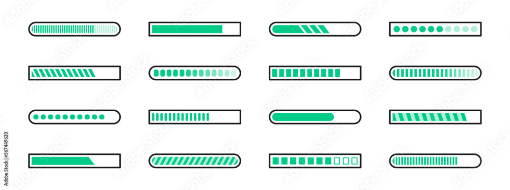 Poster loading bar icon set. load signs. download indicator sign. progress loading bar. upload symbol. load