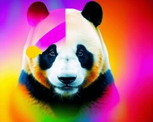 panda bear, colorful, Generative AI