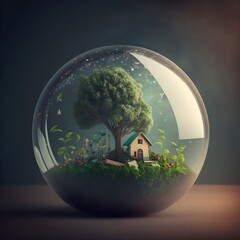 Eco-friendly environment and Earth Day with a glass globe