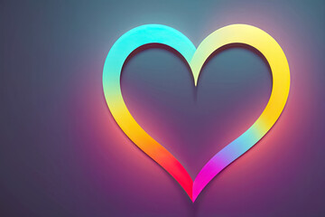 3d heart shape floating, background for copy space as symbol for quality cardiology medical services or romantic feelings, generative AI