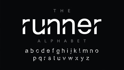 Fototapeta Runner Vector of modern abstract font and alphabet obraz