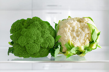 cauliflower and broccoli in the fridge