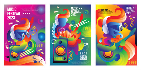Poster design with pop art color for music festival design