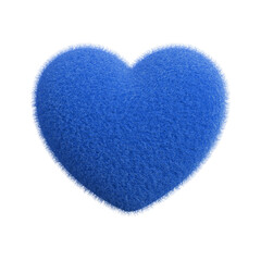 Blue fluffy heart 3d render