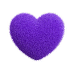 Purple fluffy heart 3d render