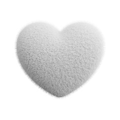 White fluffy heart 3d render