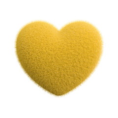 Yellow fluffy heart 3d render