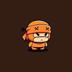 tiny cute ninja wearing orange bandana © Agung