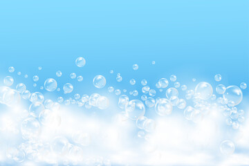 Bath foam background. Shampoo bubbles texture.Sparkling shampoo and bath lather vector illustration.