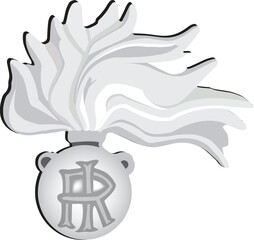 grenade surmounted by a carabiniere frieze flame-