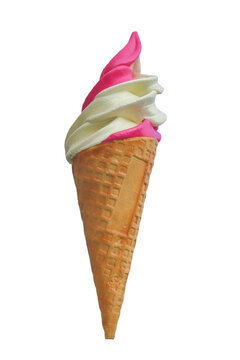 Soft italian cone icecream isolated on transparent background