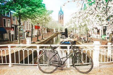 Fototapeta premium old town of Delft in spring, Holland