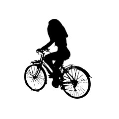 silhouette of person riding bicycle with transparent background