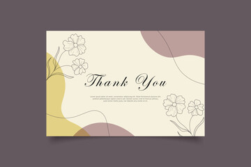 thank you card template design with abstract minimalist background