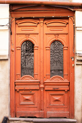 Vintage wooden doors , the oldest part of the capital city of Georgia